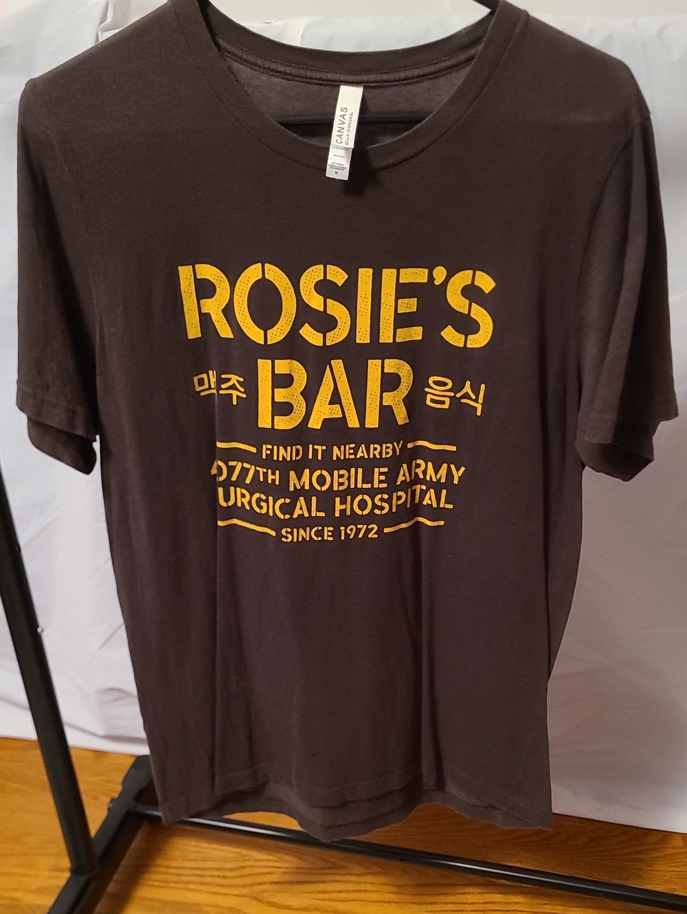 Rosie's Bar Graphic Tee - Dark Brown with Yellow Print